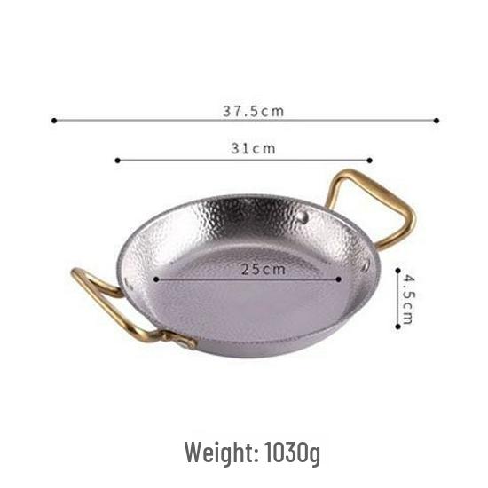 Stainless Steel Double Handle Flat-Bottomed Pan for Seafood, Fried Chicken, and Lobster