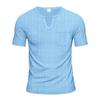 Herren Sommer T-Shirt, Faux Leinen Slub Locker Atmungsaktiv Sportlich Lässig V-Ausschnitt Kurzarm Tee