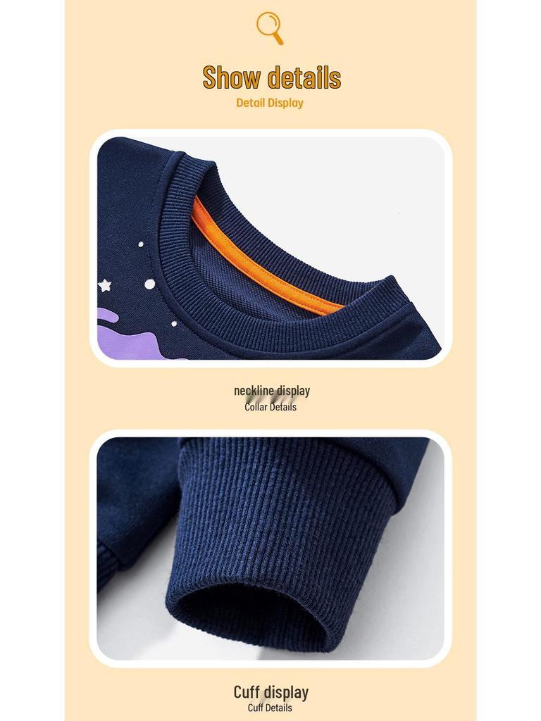 Luminous Astronaut Print Boys' Round Neck Sweatshirt - Autumn Collection