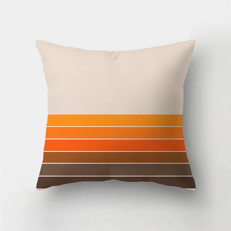45x45cm Rainbow Geometric Sunset Pillow Cover Abstract Patchwork Stripe Cushion  Sofa Office   Home Decor