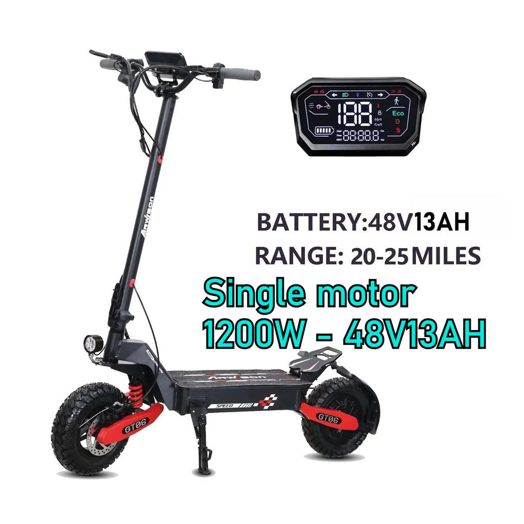 Nouveau 2025 EU Scooter Électrique 1200W moteur unique 48V 13ah avec Pneus 11 Pouces, Vitesse Maximale de 45-50 km/h, Autonomie de 50-60km Scooter