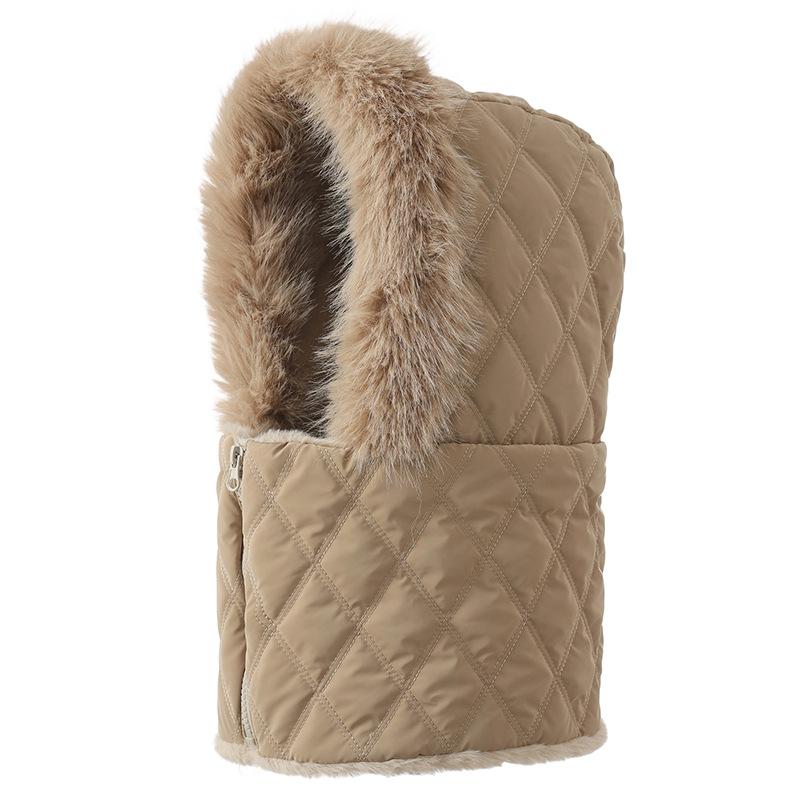 Winter Outdoor Cold proof Zipper Lei Feng Hat Korean Style Plaid Scarf Protective Hat Versatile Windproof Warm Hat