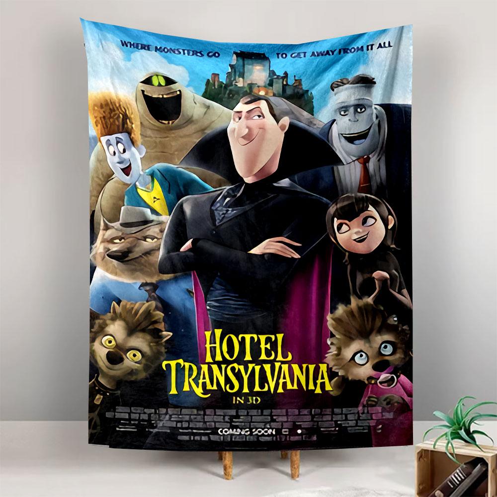 Hotel Transylvania Tapestry Wall Hanging, Dracula Family Comedy Animation Art, Funny Monster Wall Decor for Kids Bedroom Dorm