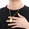 Punk Stainless Steel Square Pendant Necklace for Men Simple Stone Pattern Dog Tag Accessories Personalized Trendy Jewelry