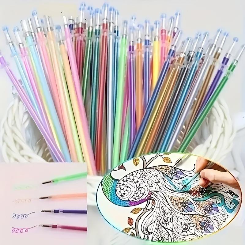 100 Color Bullet Tip Gel Pen Refills Set Glitter, Highlighter, Gouache Metallic Ink for Journaling Art