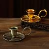 1PCS  Retro Metal Taper Candle Holder European Retro Handheld Small Candlestick Crafts Bronze Table Candle Holder Home Decor