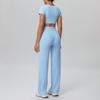 Wolkig Schnelltrocknender Gekürzter Yoga-Anzug mit Integriertem BH für Outdoor-Fitness & Laufen - Damen Sport Zweiteiliges Set