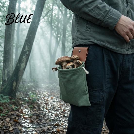 Hiking Accessories for Camping Waxed Canvas Foraging Bag Adjustable Belt Buckle Fastening Pouch Fruit Picking Bag Collapsible Drawstring Harvesting