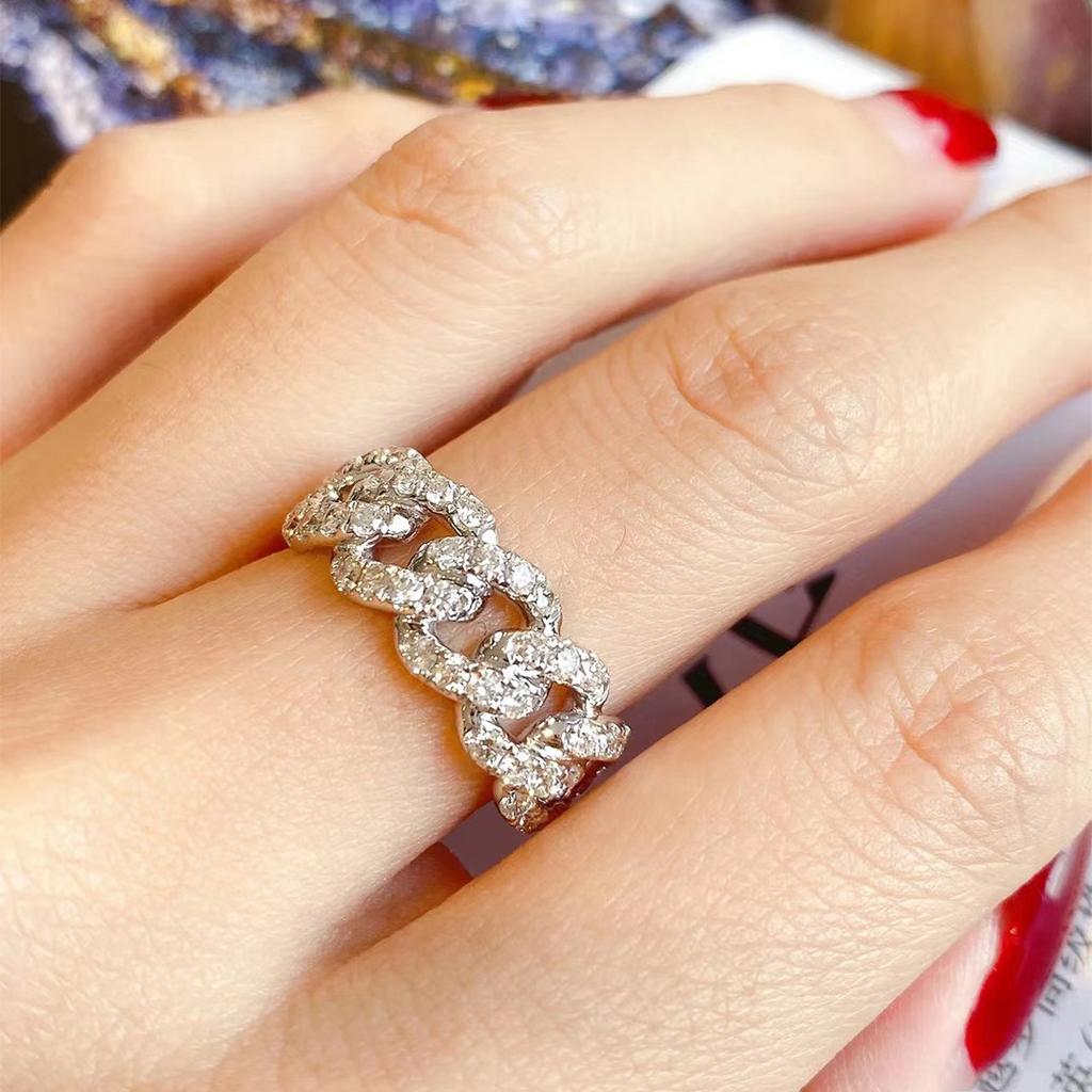 Micro-inlaid diamond chain ring tide niche design light luxury cold wind index finger ring temperament versatile model