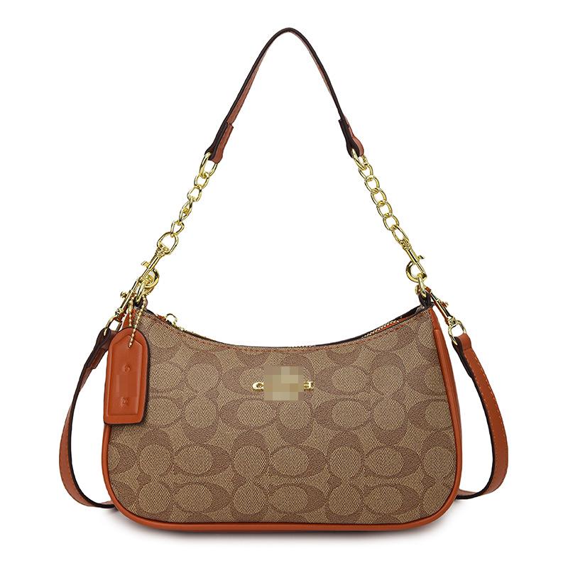 Women's Classic Versatile Crescent Crossbody Bag with Chain Print