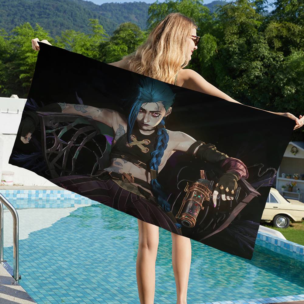 Couverture en Microfibre Dessin Animé Arcane J-Jinx Séchage Rapide Serviettes de Plage Impression Surdimensionnée Super Absorbant Serviette Couverture de Piscine