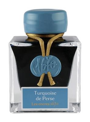 Herbin Anniversary Ink 1670, 50ml (with Gold Particles) for Fountain Pens, Glass Pens, and Dip Pens, Turquoise, Persian, HERBIN Hbj15014