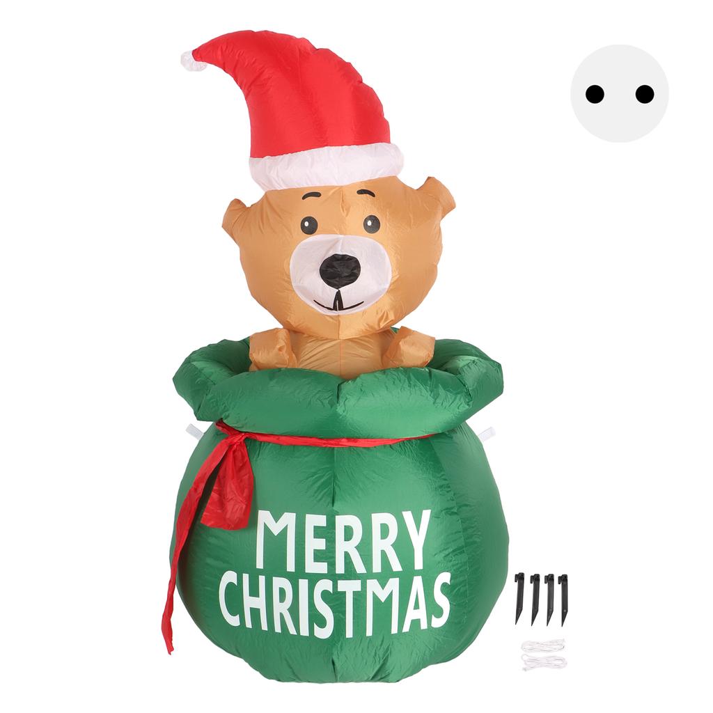 1.5m Christmas Inflatable Lovely Bear In Gift Bag with LED Light Yard Decoration Christmas Bear