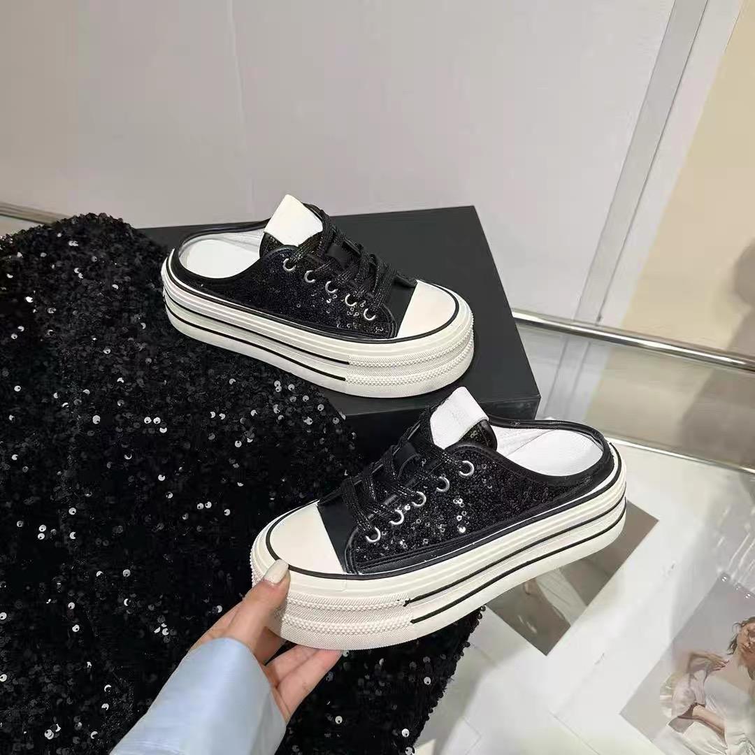 

2024Новые роскошные тапочки на платформе, увеличивающие рост, женские дизайнерские повседневные туфли, модные кроссовки для женщин, Zapatos Para Mujeres 35 чёрный