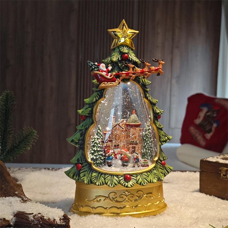 LED Lighted Christmas Tree Night Light Crystal Snowflake Ball Tabletop Holiday Decoration