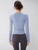 Women's Seamless Knit Yoga & Pilates Slimming Long Sleeve Top with Finger Cots
