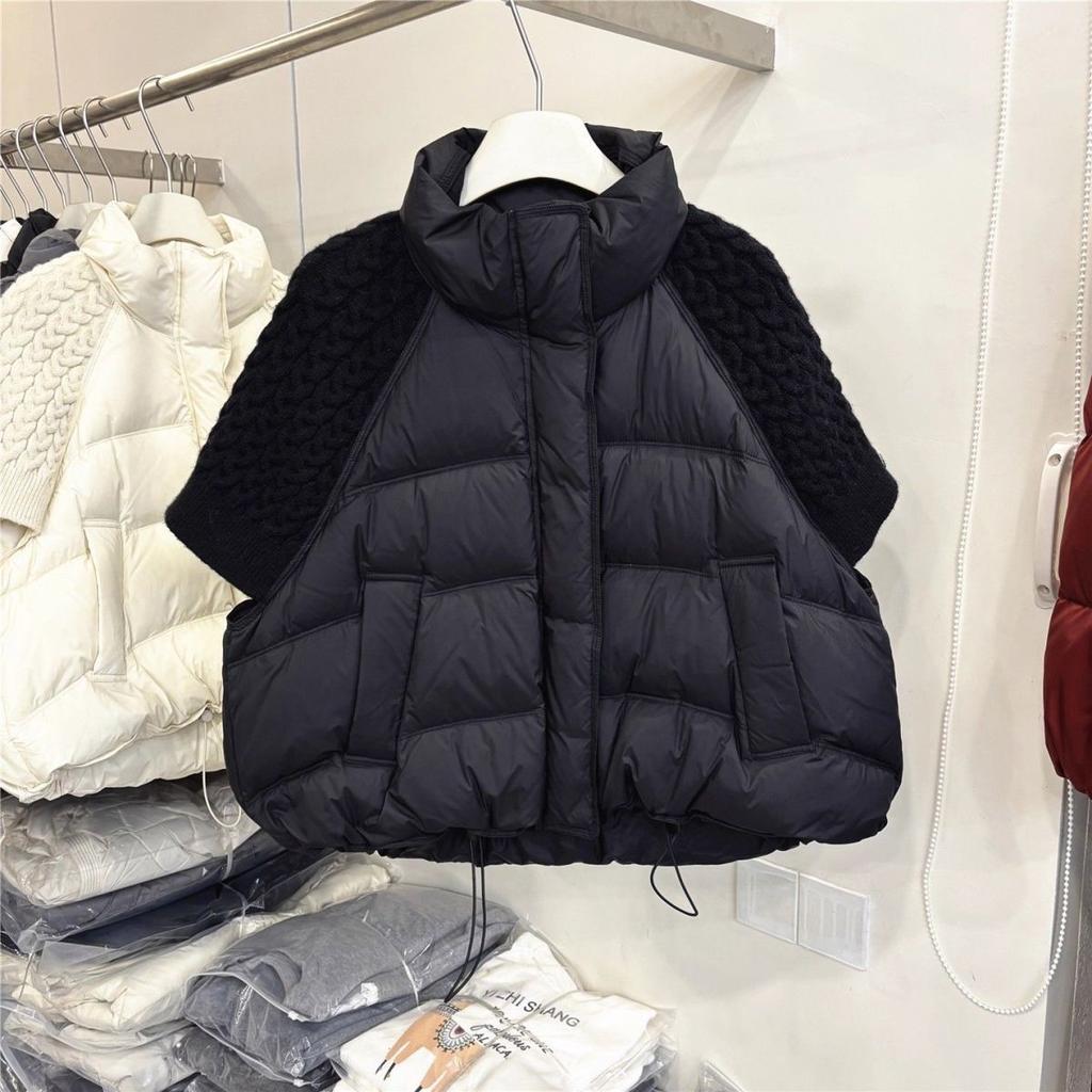 Gilet Giacca da Donna in Cotone Autunno Inverno Largo Casual Collo Alto Tasca Piumino Gilet Cappotto Capo d'Abbigliamento Esterno
