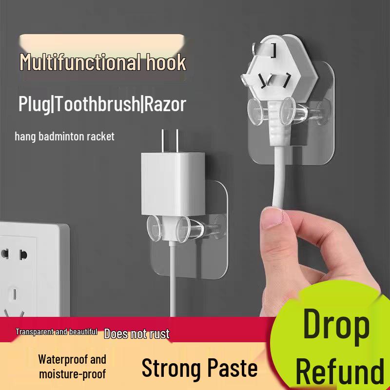 

No-Drill Multifunctional Power Plug Hook for Kitchen & Bathroom Wire Storage