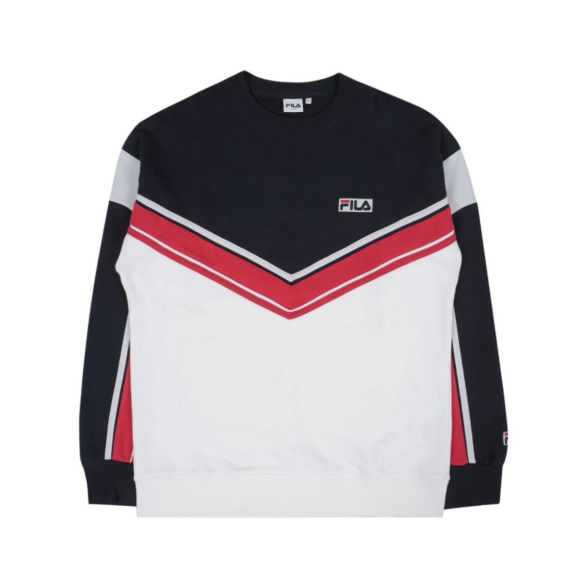 FILA Color Block Striped Crewneck Sweatshirt Unisex sweatshirt Black FS2POC3121X-DRD L