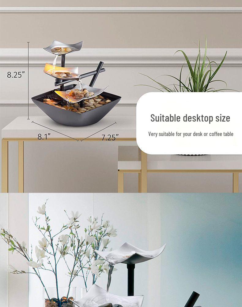 Desktop Rockery Waterfall Fountain for Home, Bedroom, or Living Room Decor