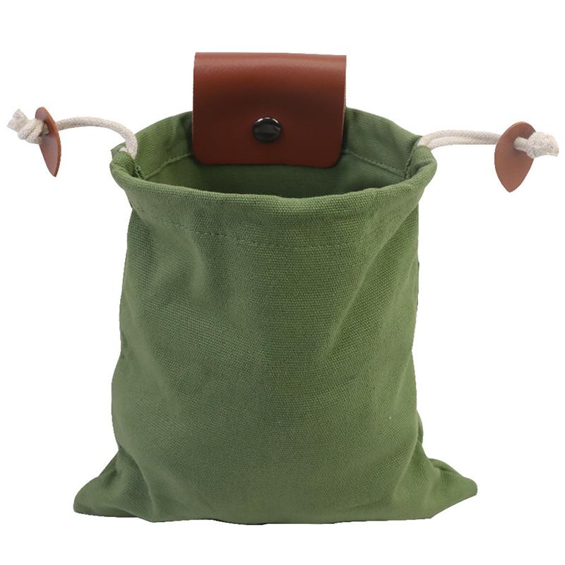 

1 Camping Waist Bag Foldable PU Leather Canvas Portable Multifunctional Storage Bag Outdoor Picking Hiking Waist Hanging Bag ZYF