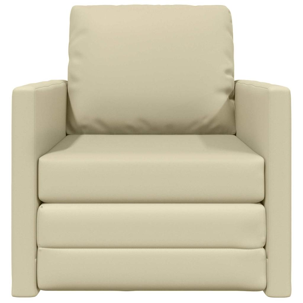 60 Cm Cream Faux Leather Sofa Bed
