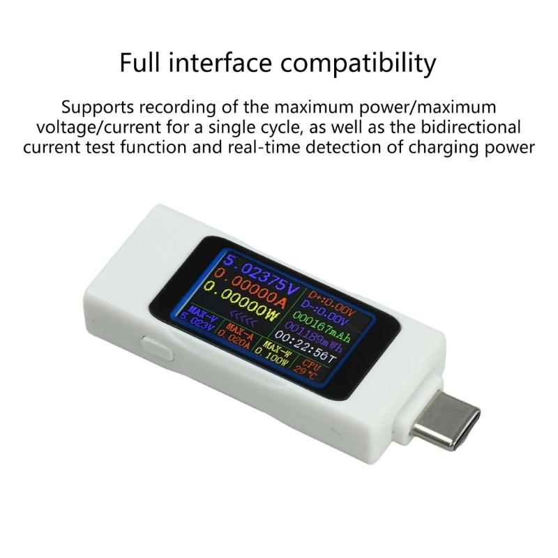USB C Display Meter for Charging Data Review, Male to Female Type C Tool with 2 Way Monitoring Support for Daily Device Use at the Desk
