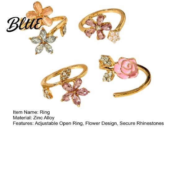 Anti-oxidation Ring 4Pcs/Set Adjustable Set Pink Flower Multi-Petal Design Finger