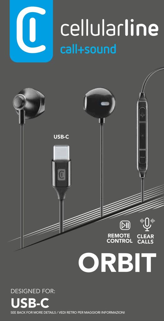 Cellularline Wired Earphones Inner Ear Type Jack Stereo Mini Plug Wired Earphones Headset Remote Control with Microphone Call Music AUINEARMSREMOTE