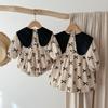 British Style Girls' Long Sleeve Dress with Bow Print and Skirt - Spring/Autumn Baby Bodysuit