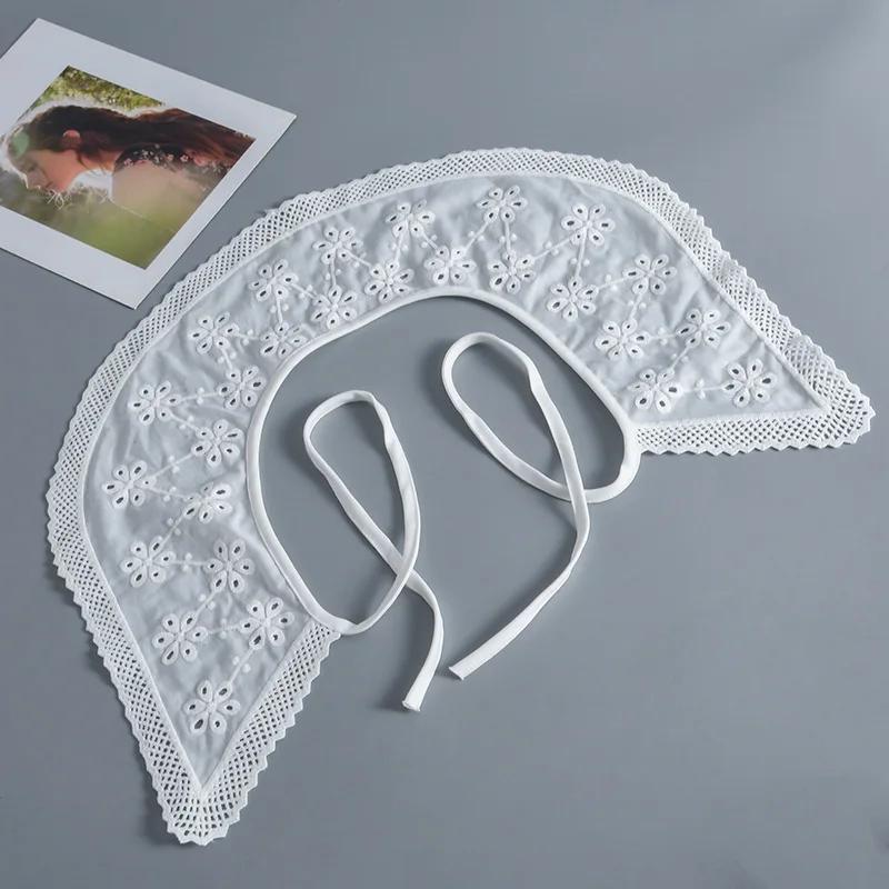 Big Lapel Fake Collar For Girls Half Shirt Detachable Collar Scarf Necklace Solid Color False Collar for Women White Mini Cape