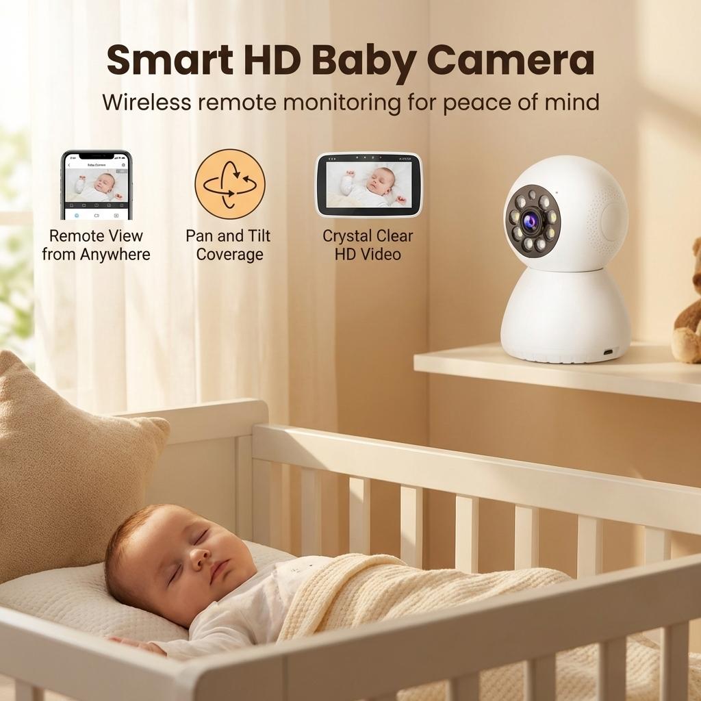 Умная PTZ-камера 1080P HD для мониторинга детей с Wi-Fi удаленным просмотром и ночным видением для домашней безопасности
