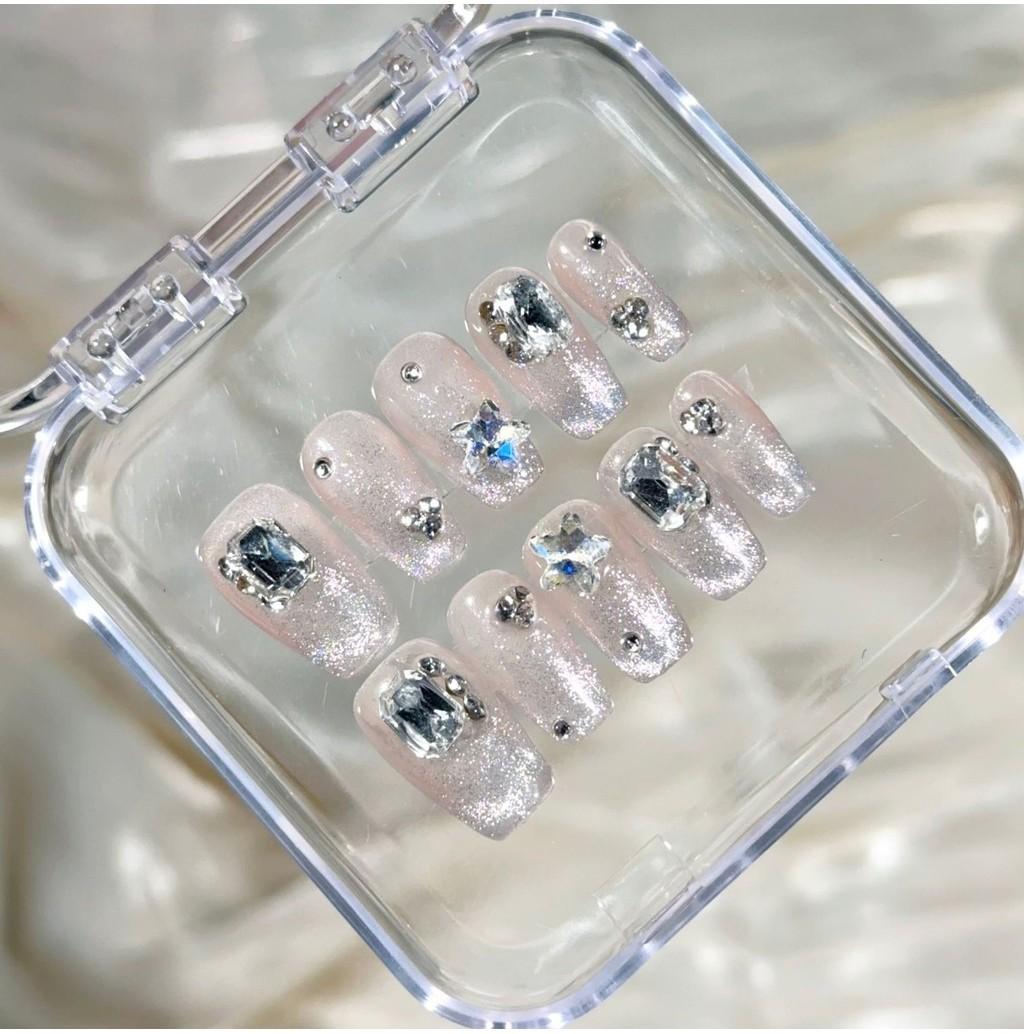 

Short Manicure Wear Pure Handmade Cat Eye Flash Star Senior Sense Nail Patch L