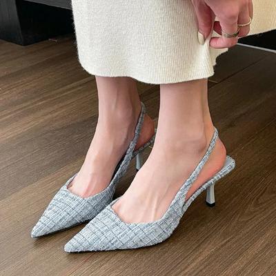 Women's Sandals 2024 New High Heels Fashion Baotou Summer Sandals Sexy Pointed Dress Party Shoes Casual Slip-on Zapatillas Mujer
