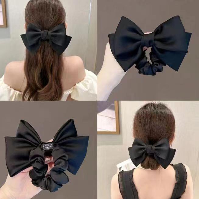 New Korean Satin Big Bow Hair Rope Girl's Sweet and Versatile Large Hair Ring Head Rope Hair Rubber Band Ornament Headwear Gifts