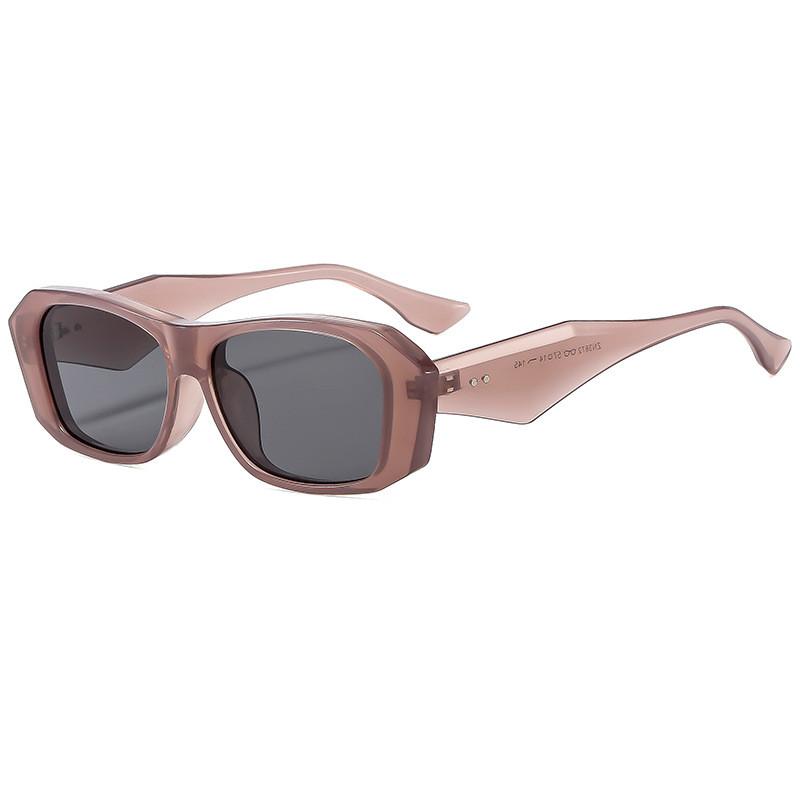 Black Frame Rectangular Sunglasses With Uv400 Protection For Outdoor Activities And Fashion Style