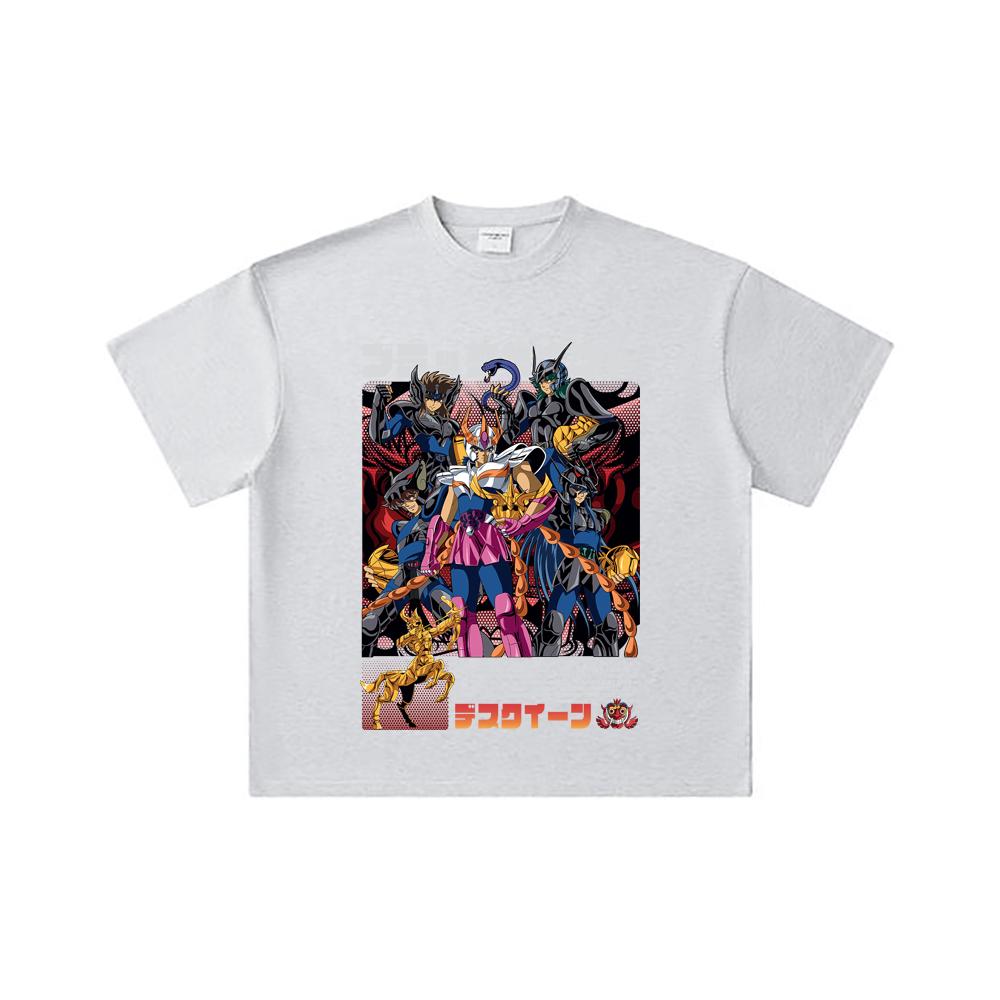 260 GSM Double Yarn 32 Count 100% Cotton Saint Seiya V6 Fenix Print Unisex Heavy Cotton T Shirt