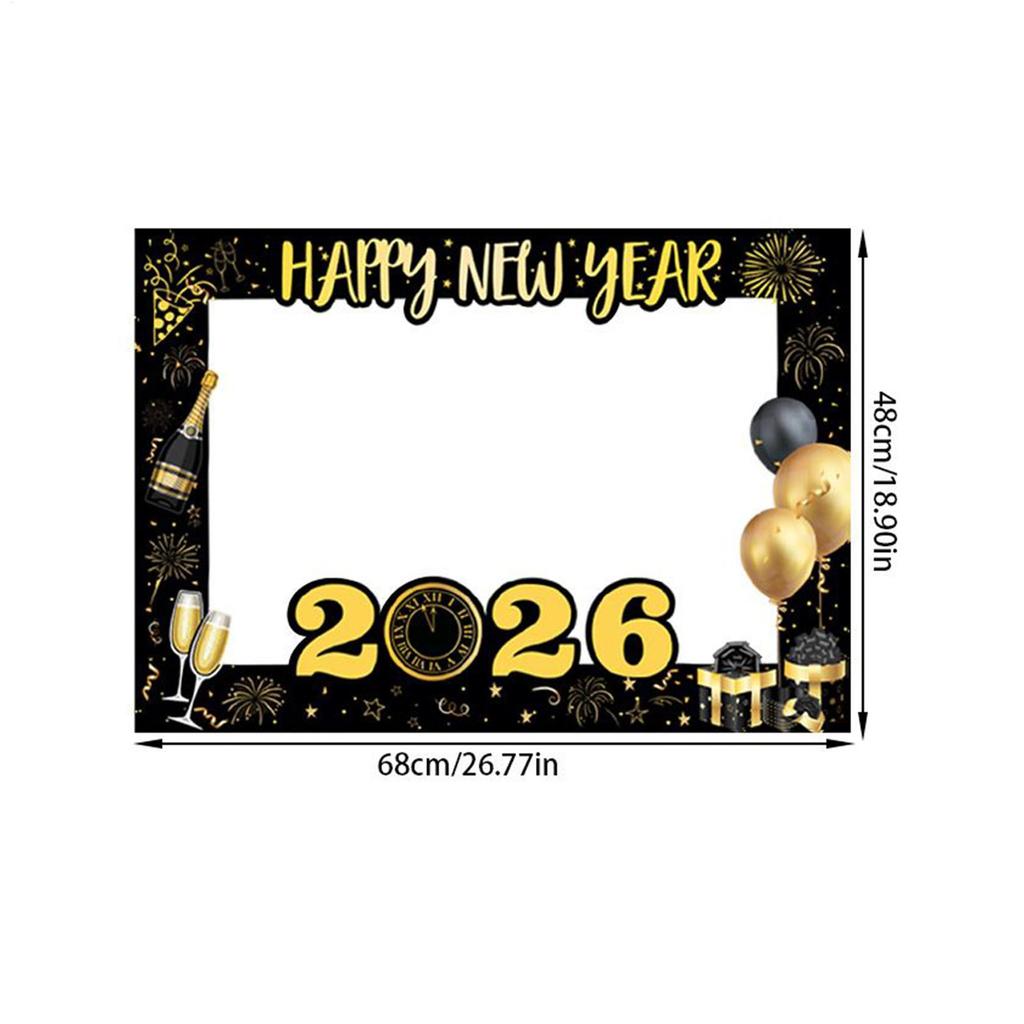 New Years Props Funny Photography Backdrop Black And Gold Handheld 2026 New Years Eve Photo Props For Women Family Kids Indoor
