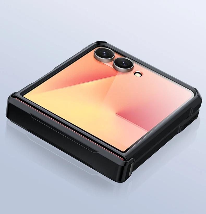 XUNDD For Samsung Galaxy Z Flip 7 Case Airbag Shockproof Bumper Protective Cases Transparent Back Cover Luxury Casing With Magnetic Ring