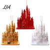 Unique Christmas Gift Decorations Castle Ornament, 3D Electroplating Tree Hanging DIY Holiday Scene Settings Decoration, Electroplated Plastic Pendant
