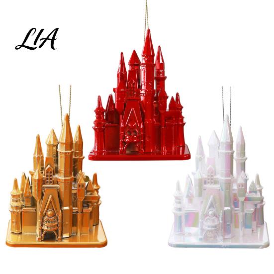 Unique Christmas Gift Decorations Castle Ornament, 3D Electroplating Tree Hanging DIY Holiday Scene Settings Decoration, Electroplated Plastic Pendant