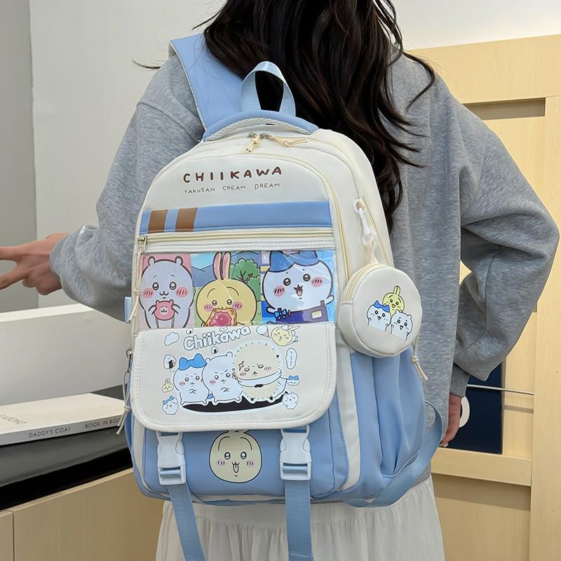 Capacity Large Chiikawa Nylon Backpack With Pendant Unisex Student Leisure Gifts