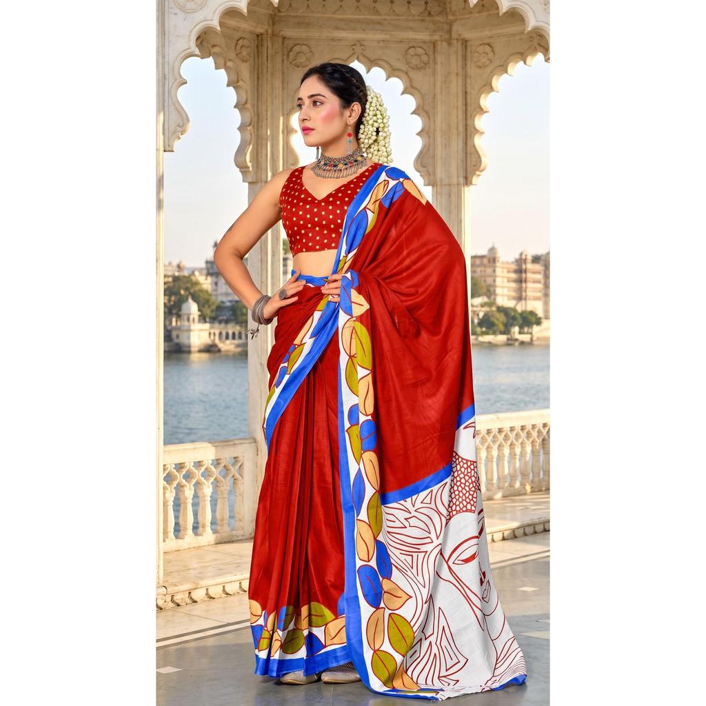 New Launch – Premium Madhubani Hand Block Print Mulmul Cotton Saree