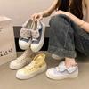 Fashion 2025 Soft Women Niche Design Chunky Casual Sneaker High Top Canvas Shoes Student Convertible Two Way Wear Skate Shoes Thick Sole