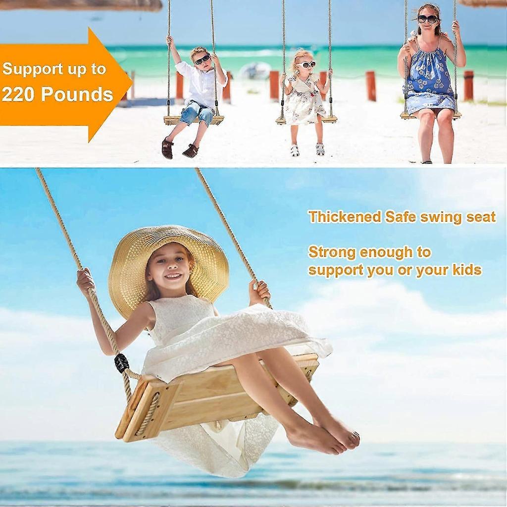 Wooden Swing, Adult/child Garden Planning Swing, For Outdoor Play, Adjustable Handle, 200 Kg