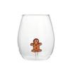 Christmas Gingerbread Man Inside Cup  Shaped  Juice Glass with Coffee Stirrer Creative Drink Glasses Coffee Tea Milk Juice Mug