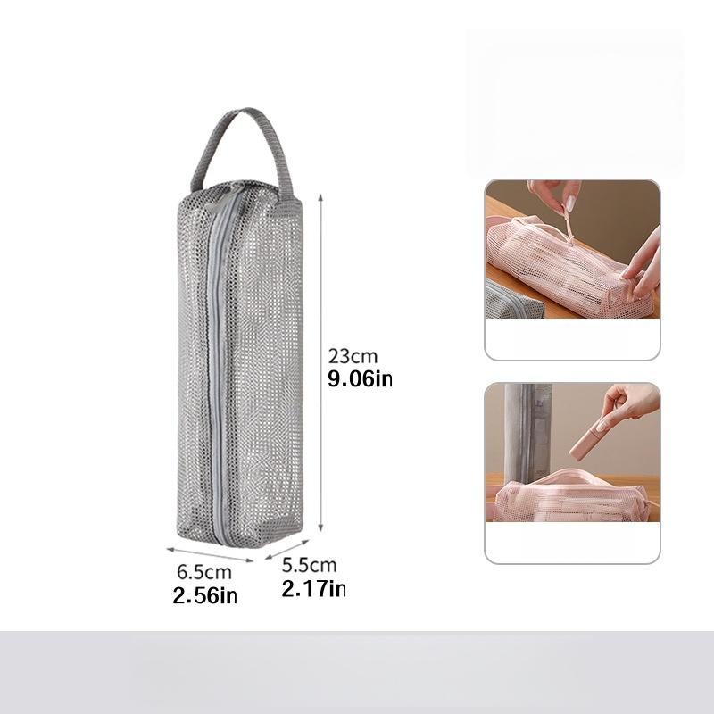 

1pc Breathable Mesh Toiletries Storage Bag with Zipper Portable Multi-compartments Pen Pouches Travel Cosmetic Bag for Women Men 1pc