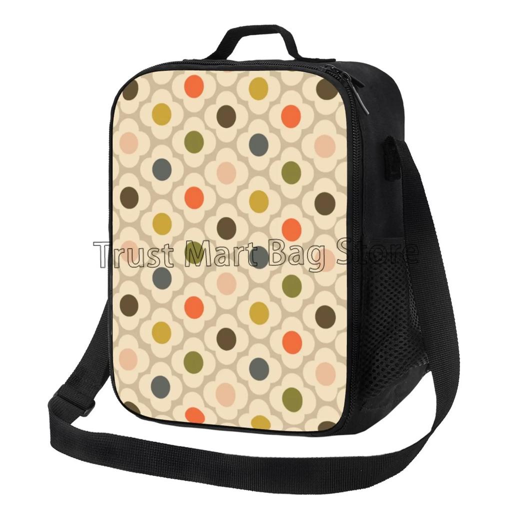 Orla Kiely Sac à Lunch Portable Motif Feuilles Colorées Réutilisable Isotherme Fourre-tout Bento avec Sangle Réglable pour Travail Pique-nique Voyage
