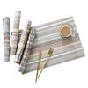 PVC Rectangular Green And Gold Striped Meal Mats Hotel Waterproof Scald Proof Coffee Mat Mesh Cloth Dining Table Mat