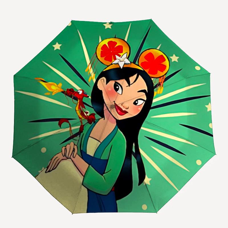 

1pc Mulan Automatic Umbrella , Compact Folding Design - Heavy-Duty 8-Rib, Lightweight Portable Umbrella for Women/Men yy250801008